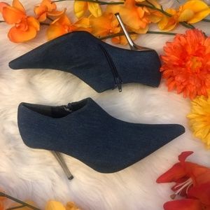 DENIM BOOTIE Silver Heel Sz 8